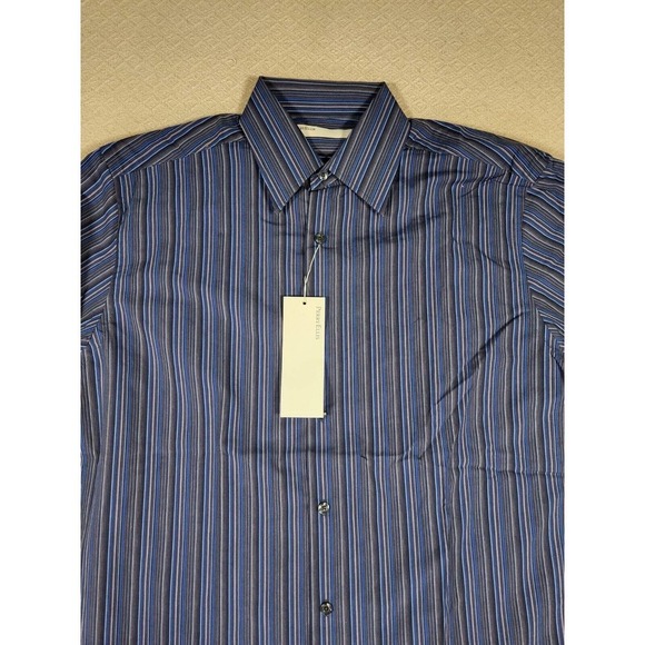 Perry Ellis Shirt Mens Small S Blue Stiped Newbury Key Button Up Cotton NWT 2 - Picture 2 of 12